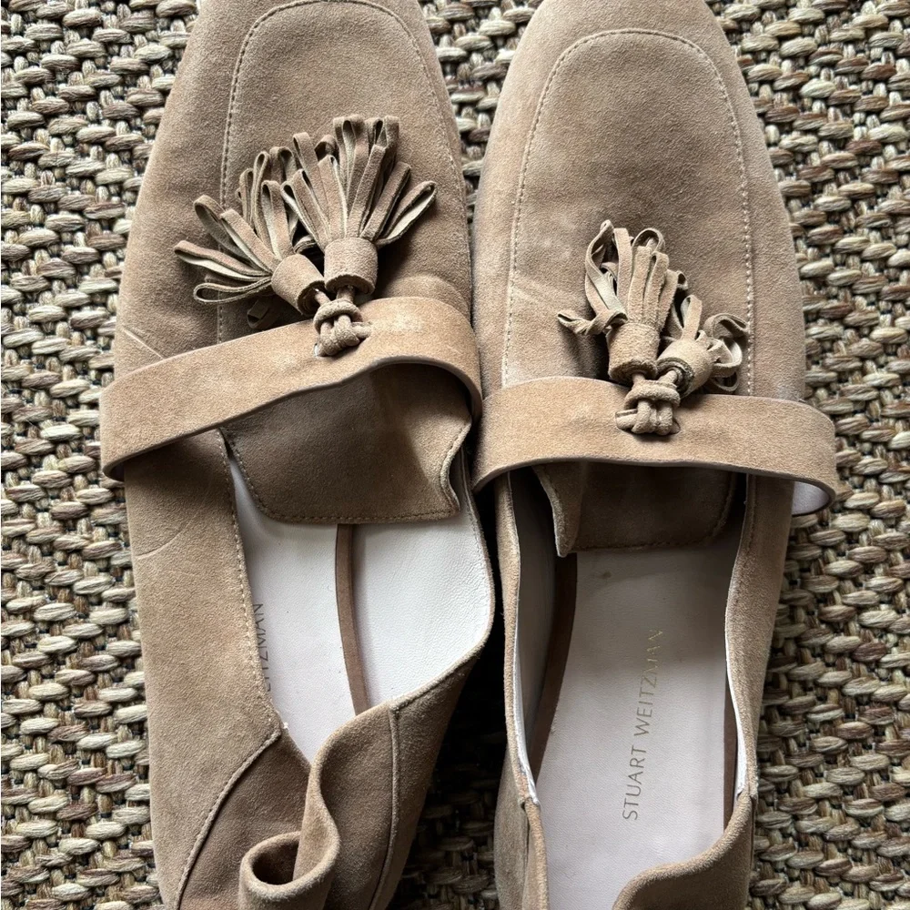 Stuart Weitzman Tan Suede Tassel Loafers - Picture 3 of 4